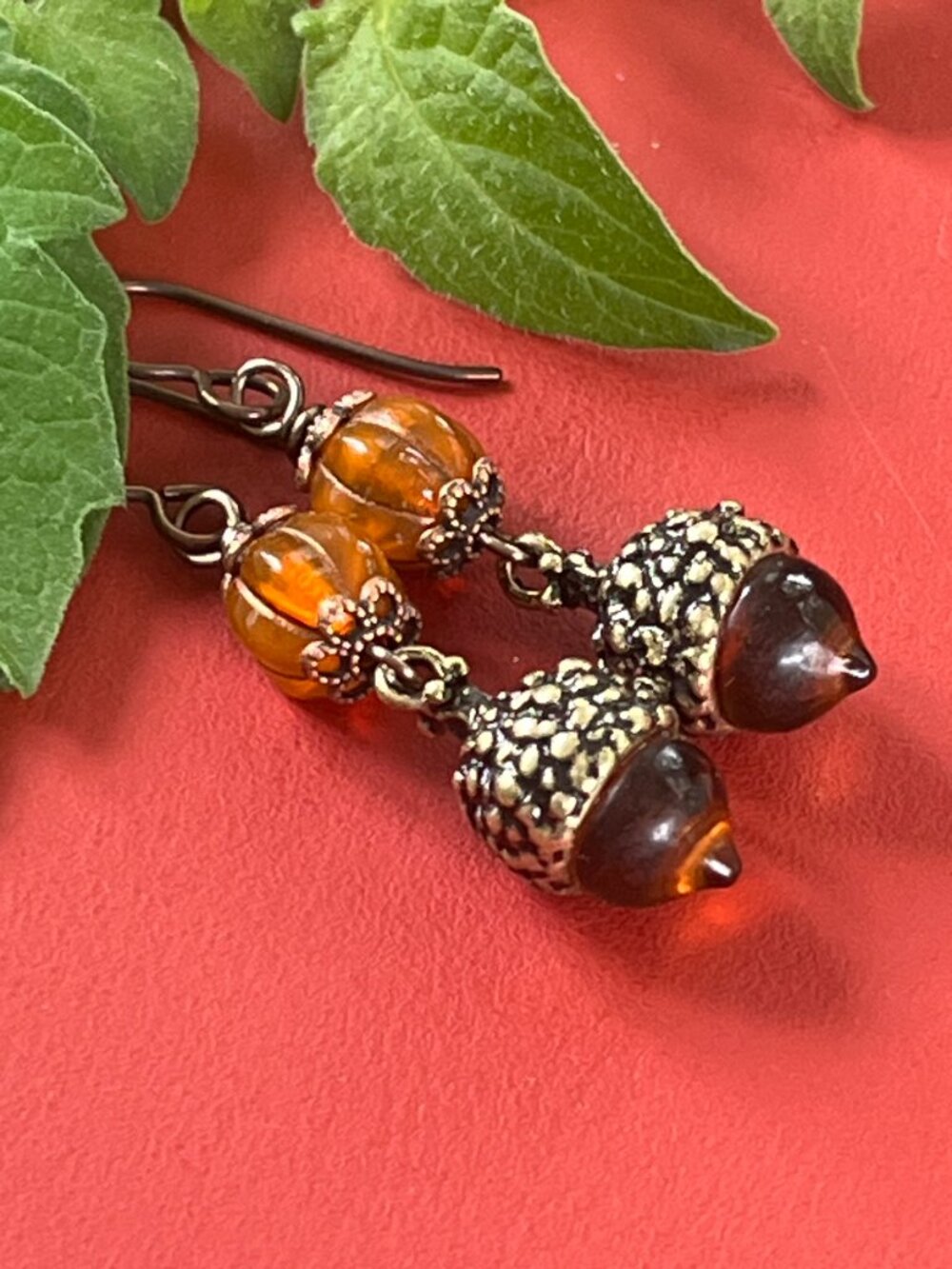 Autumn Acorn Boho Dangle Earrings